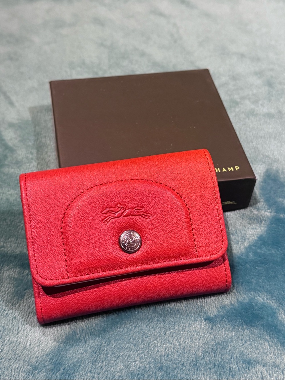Longchamp Le Pliage Xtra Leather Flap Card Case - Saffron - Picture 2 of 8